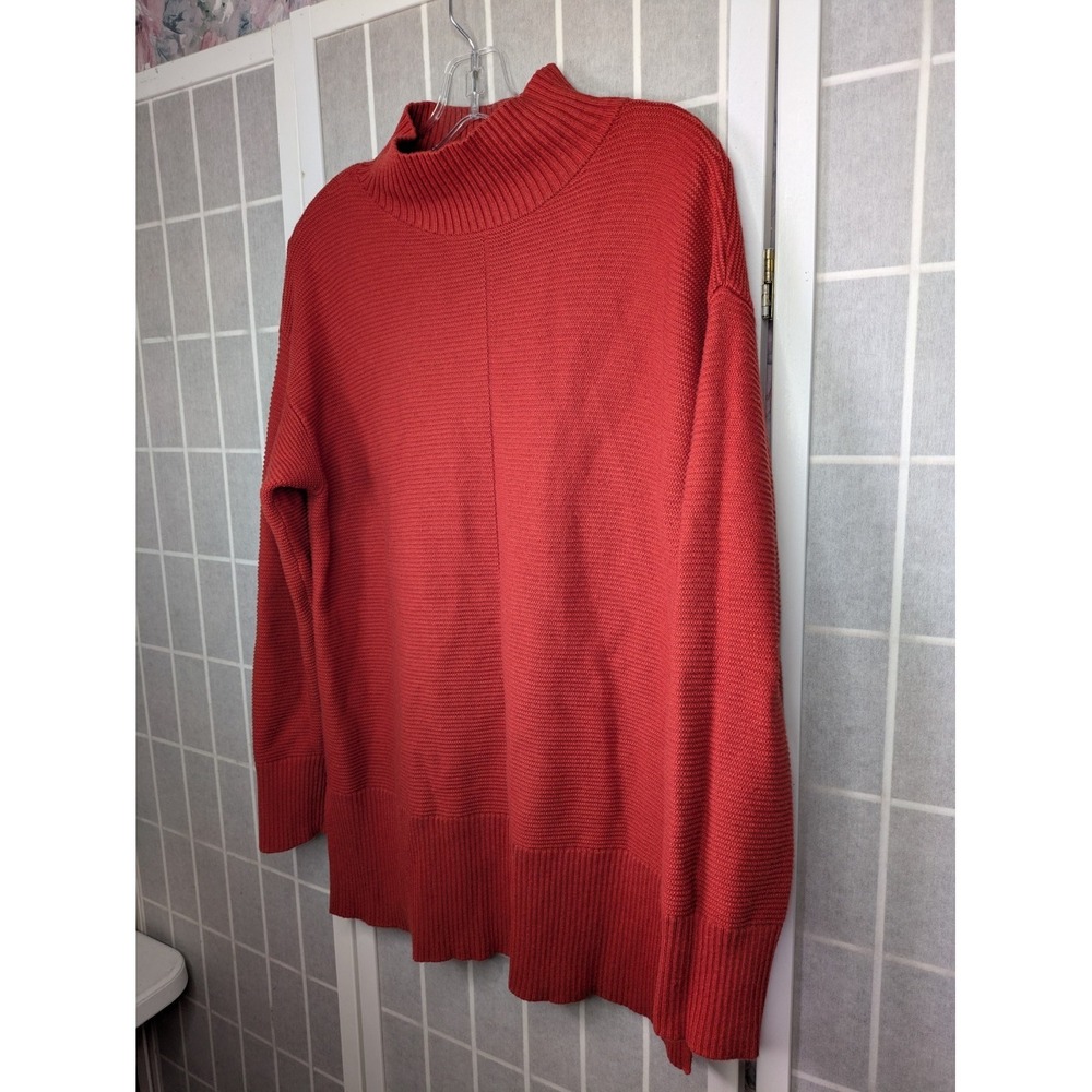 Talbots Women's Knit Turtleneck Top Large Sweater Red/Orange Cotton Blend Cozy - Picture 2 of 13